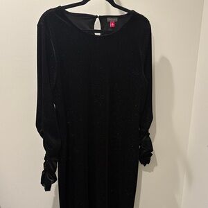 Vince Camuto Black Long Sleeve Velvet Dress